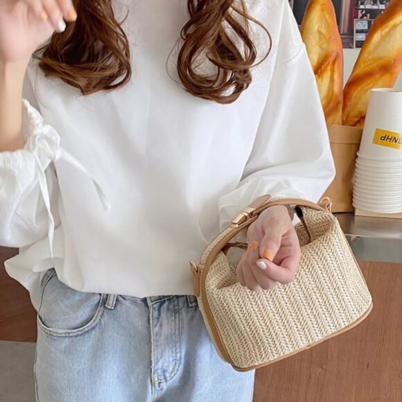 A Classy Chic Boutique Handbags - Woven Straw Crossbody Bag